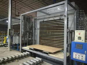 Máquina semiautomática de prensa de madera contrachapada con carga 